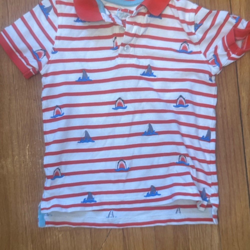 Striped Kids Polo Shirt - Red and White